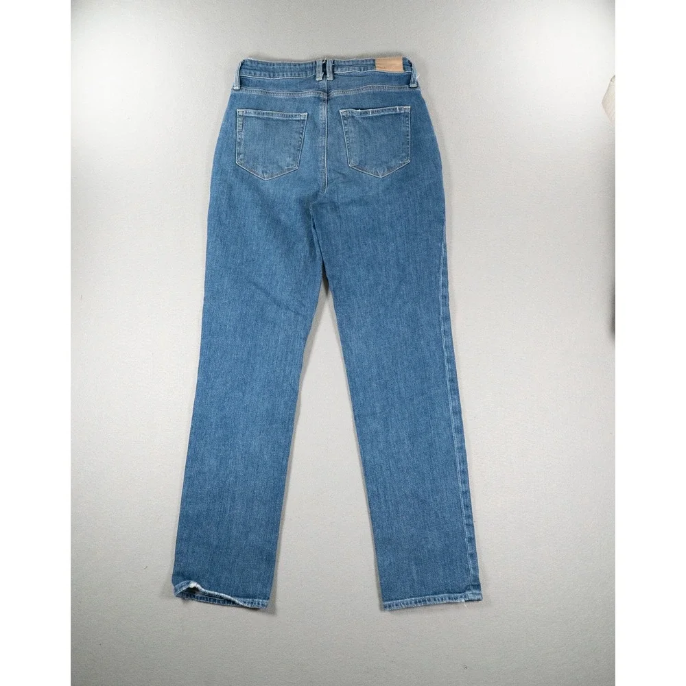 PAIGE High Rise Straight Leg Blue Denim Jeans Size 28 Medium Wash